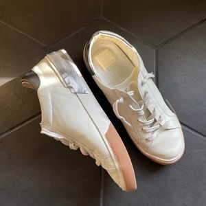 Dolce Vita Zina Fashion Sneakers Size 8.5 White Black Silver